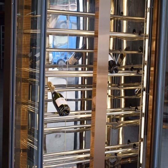 2 กระจกประตู stainless เหล็กกล้าเนื้อไวน์แสดงผลทางใจเย็นเ้าตู้เย็นไว้ 