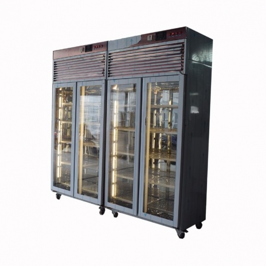 ที่ดีที่สุดที่ขายสองประตูโรสทอง stainless เหล็กกล้าเนื้อ drying แสดงตู้เย็น 