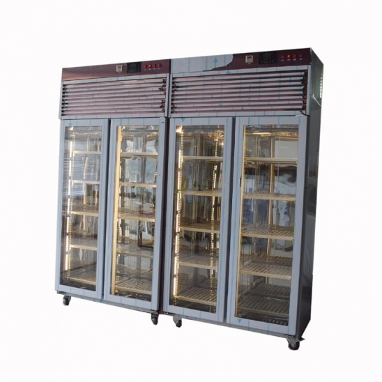 ที่ดีที่สุดที่ขายสองประตูโรสทอง stainless เหล็กกล้าเนื้อ drying แสดงตู้เย็น 