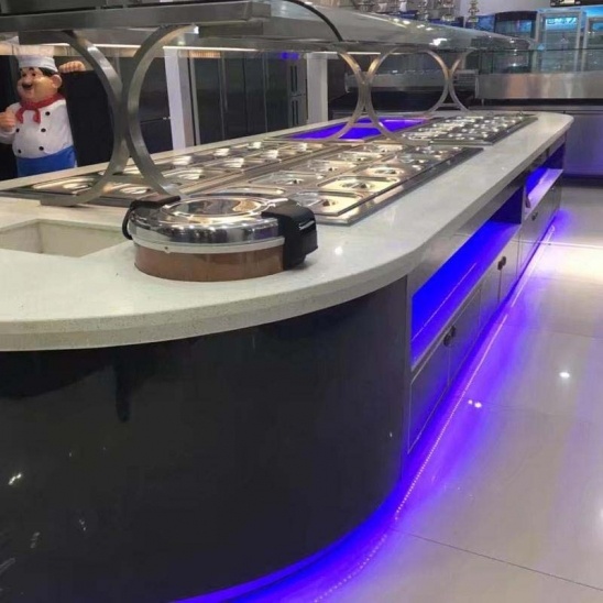 ปรับแต่งเองขนาดใหญ่ stainless เหล็กร้อนและหนาวเหน็บปรุงแต่ผักการแสดงบุฟเฟต์พิสดารมาตโต๊ะ 